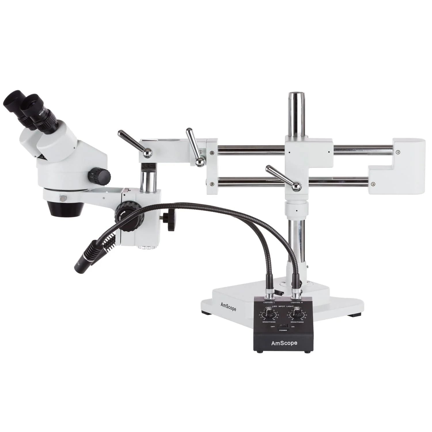 AmScope Powerful 6W LED Dual Gooseneck and Ring Light Illuminator for Microscopes - Image 2
