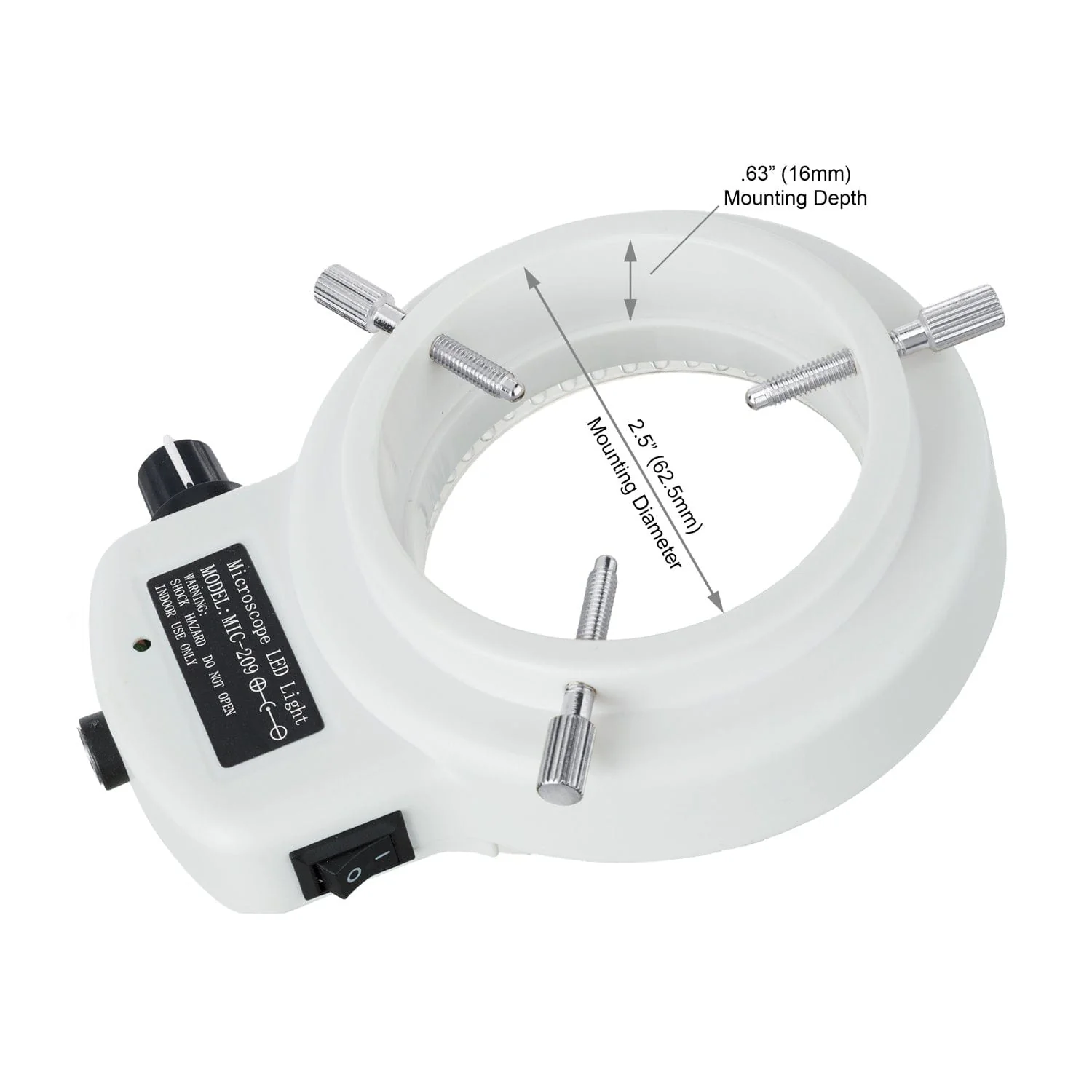 AmScope 144 LED Intensity-adjustable Ring Light for Stereo Microscopes with White Housing - Image 3