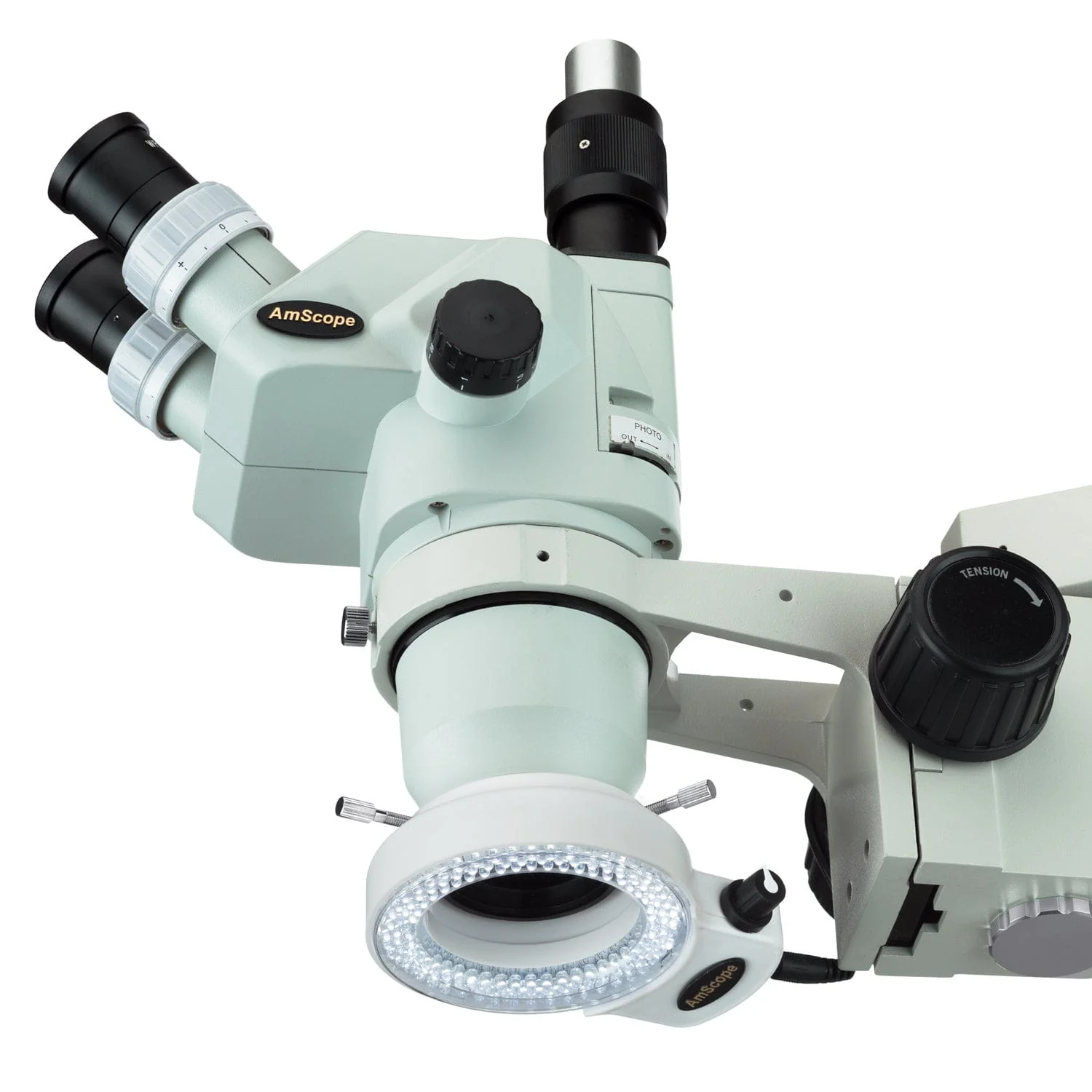 AmScope 144 LED Intensity-adjustable Ring Light for Stereo Microscopes with White Housing - Image 4
