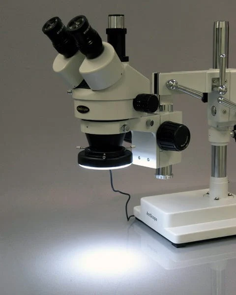 AmScope 60-LED Microscope Ring Light Illuminator with Adapter and Control Box - Image 3