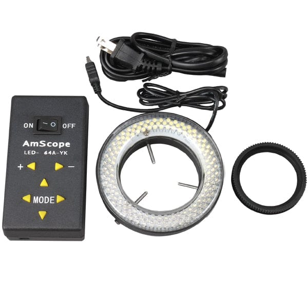 AmScope 64 LED Lighting-Direction-Adjustable Microscope Ring Light + Adapter