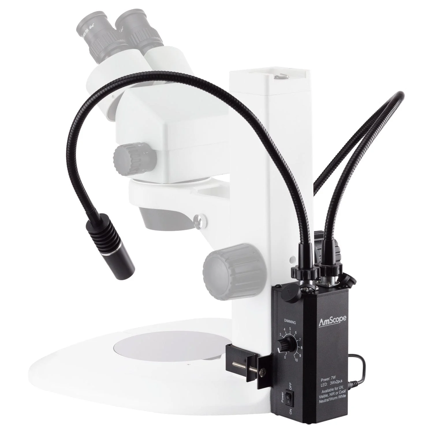 AmScope 6 Watt LED Dual Gooseneck Piggyback Illuminator
