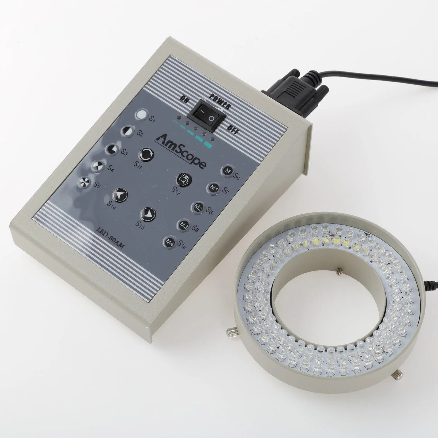 AmScope 80-LED 8-Zone Lighting-Direction-Variable Microscope Ring Illuminator - Image 2