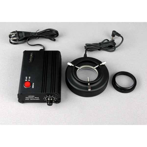 AmScope 80-LED Microscope Ring Light Black with Metal Body and Adapter - Image 2
