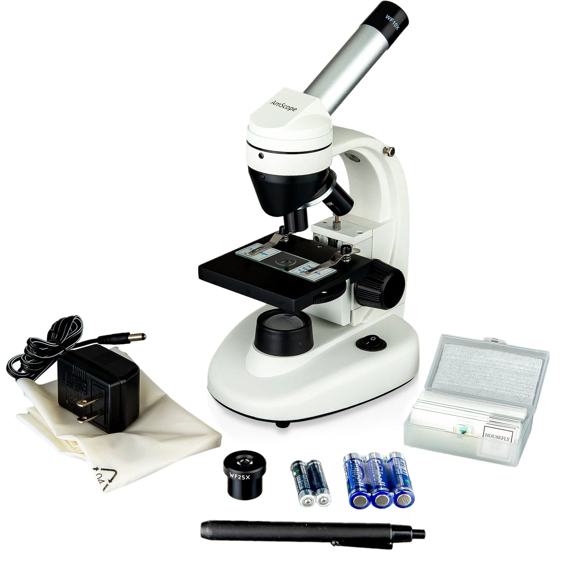 Amscope M135C-2L-PB10 Monocular Compound Microscope for Kids – 40X–1000X Top & Bottom LED Illumination STEM Education Microscopes, Student Lab Microscopes, Biological Science Microscopes - Image 4