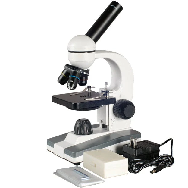 Amscope M148C-PB10 Monocular Compound Microscope for Kids – 40X–1000X LED Illumination STEM Education Microscopes, Student Lab Microscopes, Biological Science Microscopes