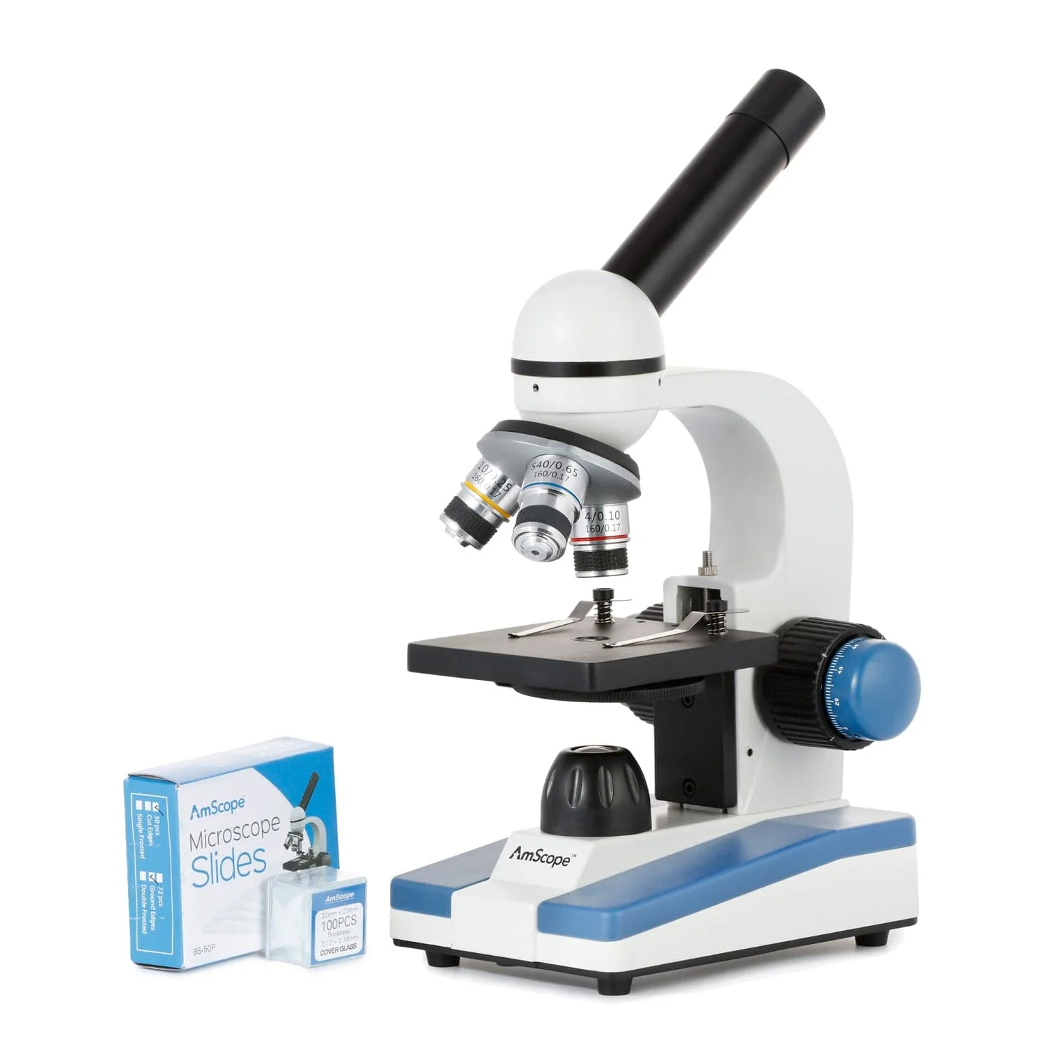 Amscope M150C-50P100S22 Monocular Compound Microscope for Kids – 40X–1000X LED Illumination STEM Education Microscopes, Student Lab Microscopes, Biological Science Microscopes