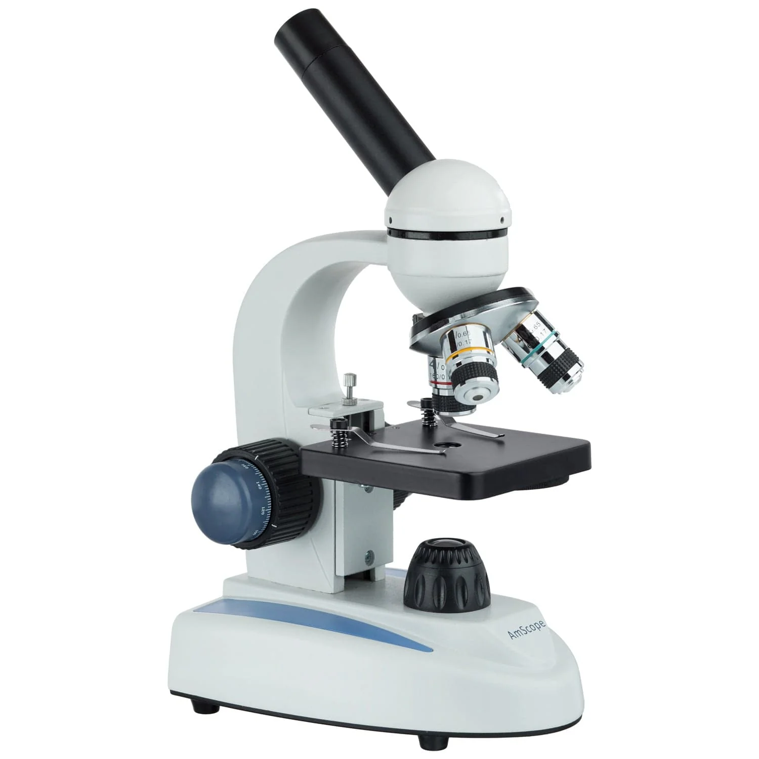 AmScope M158 Series Student Cordless Monocular Compound Microscope 40X-400X Magnification with LED, Coarse-Fine and Metal Body Glass Lens - Image 4