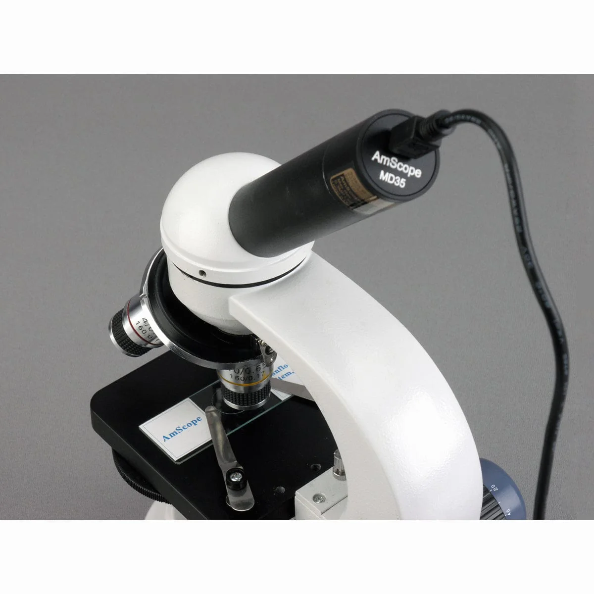 AmScope M158 Series Student Cordless Monocular Compound Microscope 40X-400X Magnification with Top & Bottom Lights and 2MP USB Digital Imager - Image 5