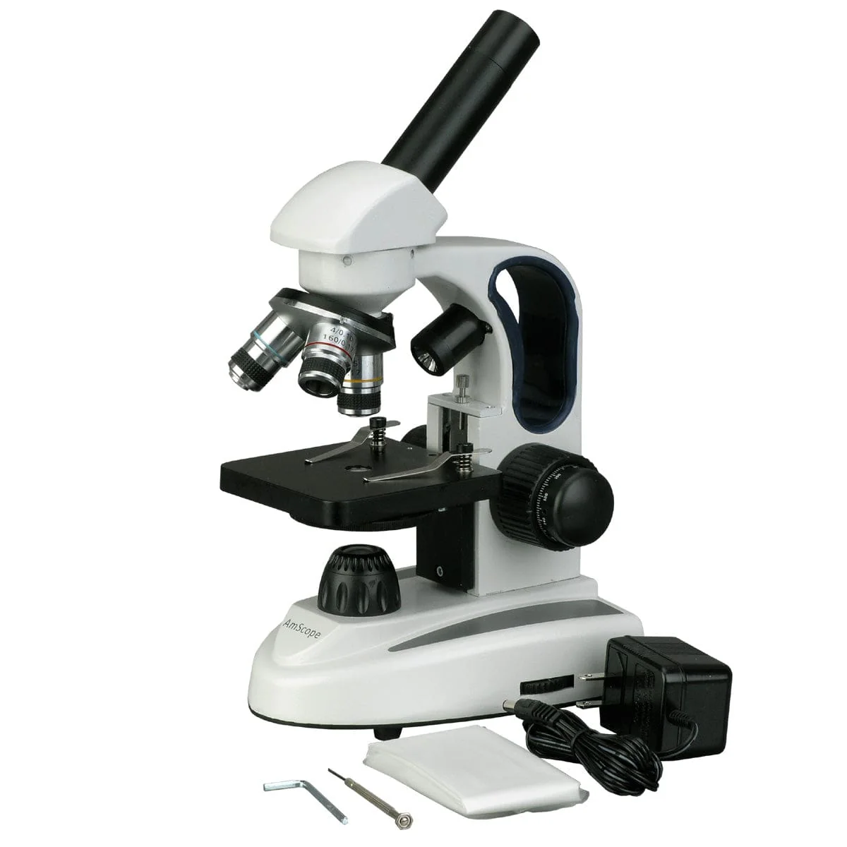 Amscope M158B-2L Monocular Compound Microscope for Kids – 40X–1000X Top & Bottom LED Illumination STEM Education Microscopes, Student Lab Microscopes, Biological Science Microscopes