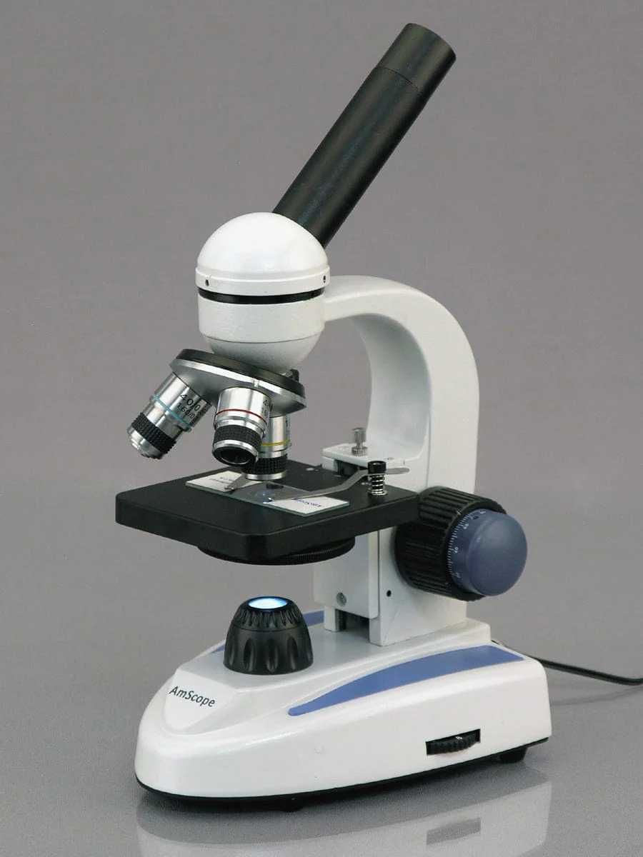 AmScope M158 Series Student Cordless Monocular Compound Microscope 40X-800X Magnification with Metal Frame, Glass Lenses and Coarse & Fine Focus - Image 4