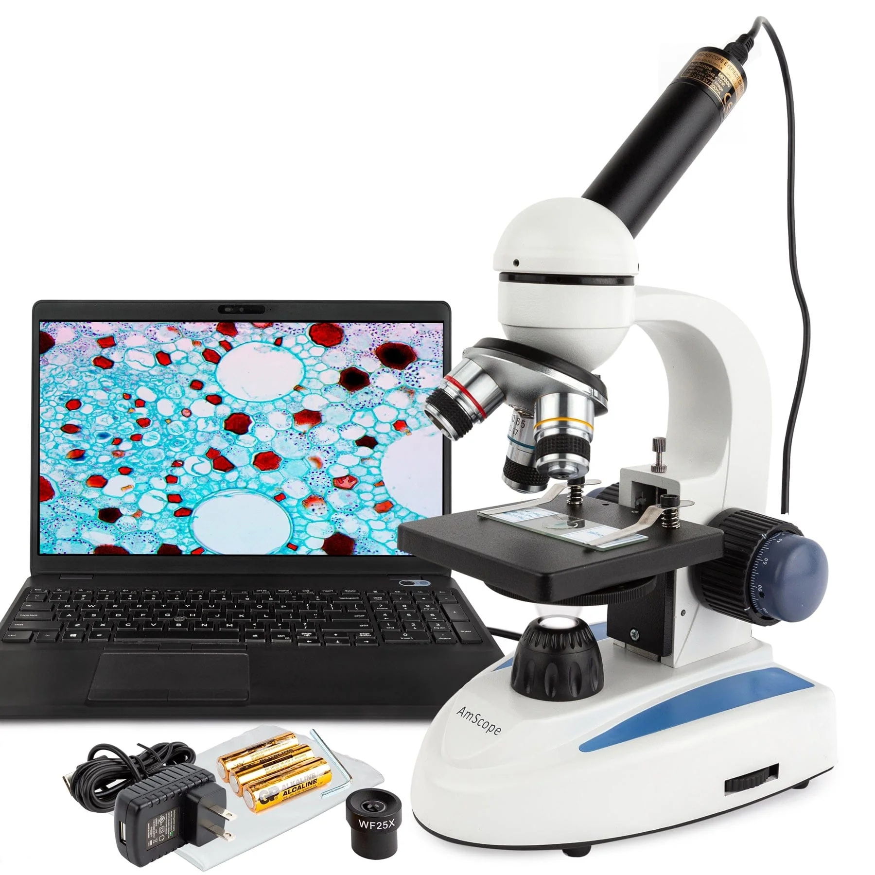 Amscope M158C-E2 Monocular Compound Microscope for Kids – 40X–1000X LED Illumination STEM Education Microscopes, Student Lab Microscopes, Biological Science Microscopes
