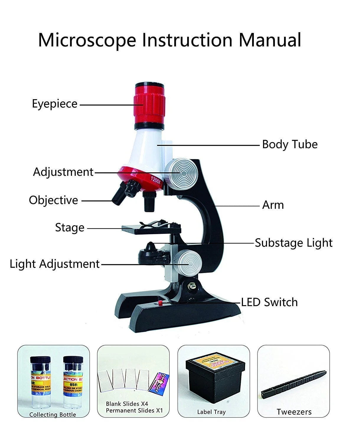 Amscope M28-KT1-W-WM Monocular Compound Microscope for Kids – 40X–1000X LED Illumination STEM Education Microscopes, Student Lab Microscopes, Biological Science Microscopes - Image 4