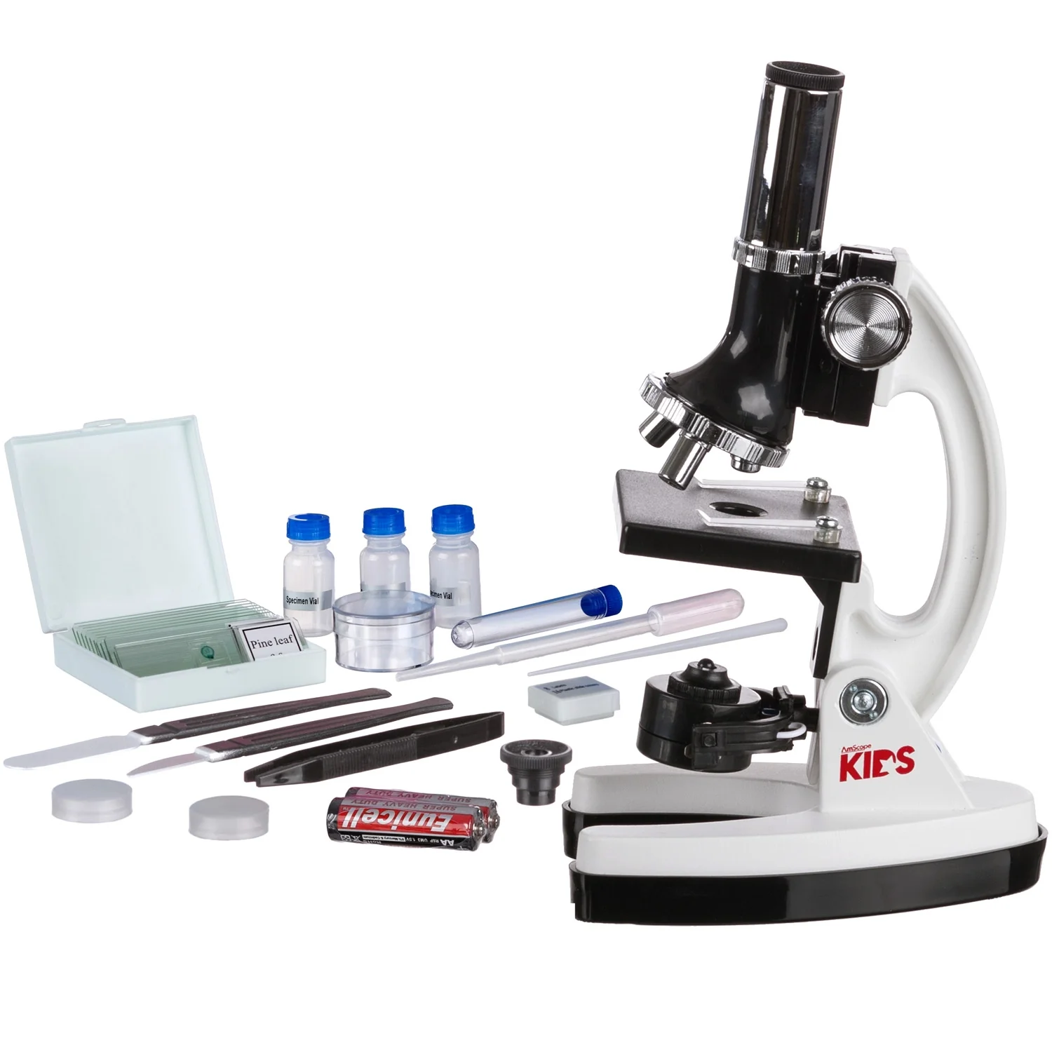 Amscope M30-ABS-KT1-W-EXCL1 Monocular Compound Microscope for Kids – Up to 1200X LED Illumination STEM Education Microscopes, Student Lab Microscopes, Biological Science Microscopes - Image 3