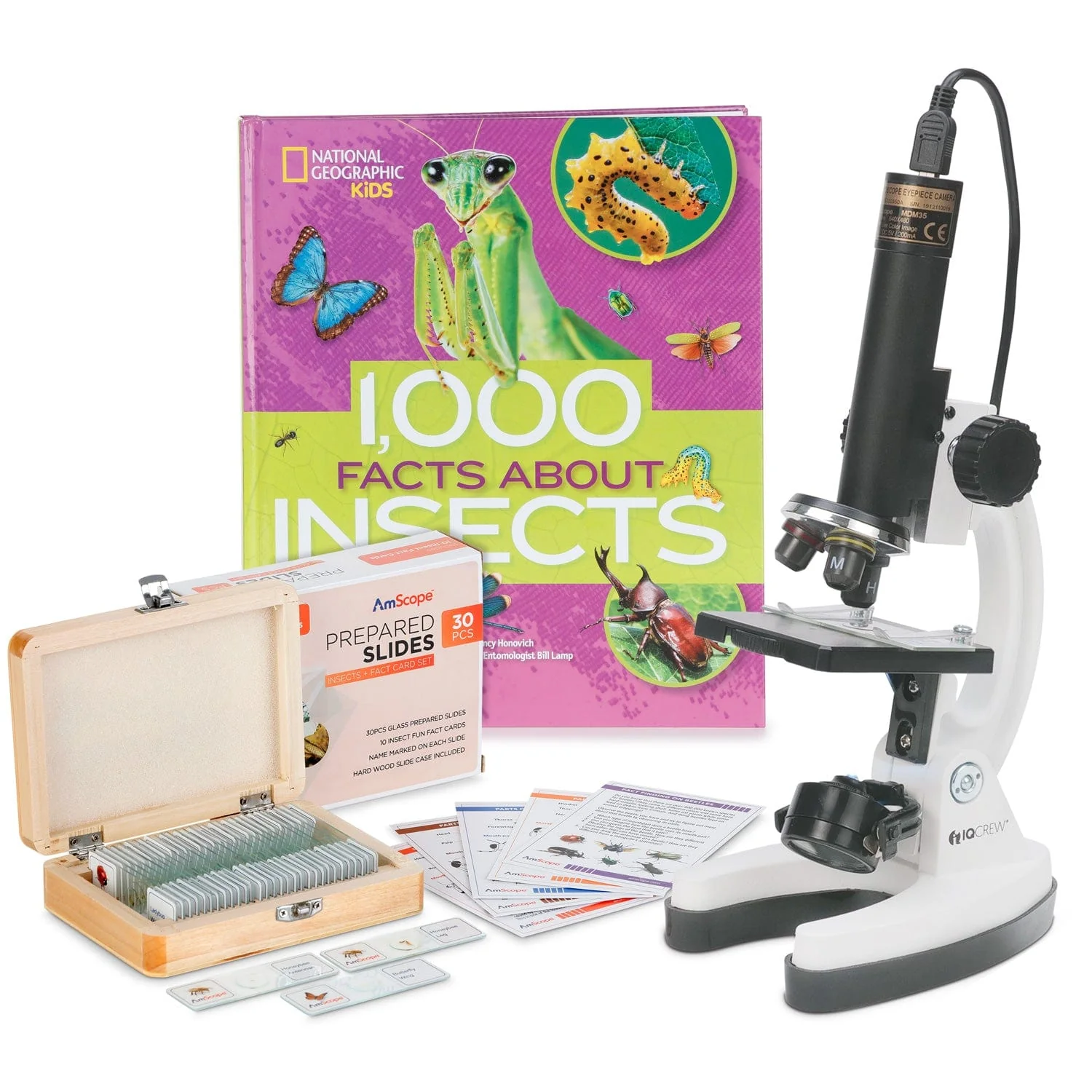 Amscope M40-BKI-PSI Monocular Compound Microscope for Kids – Up to 1200X LED Illumination STEM Education Microscopes, Student Lab Microscopes, Biological Science Microscopes