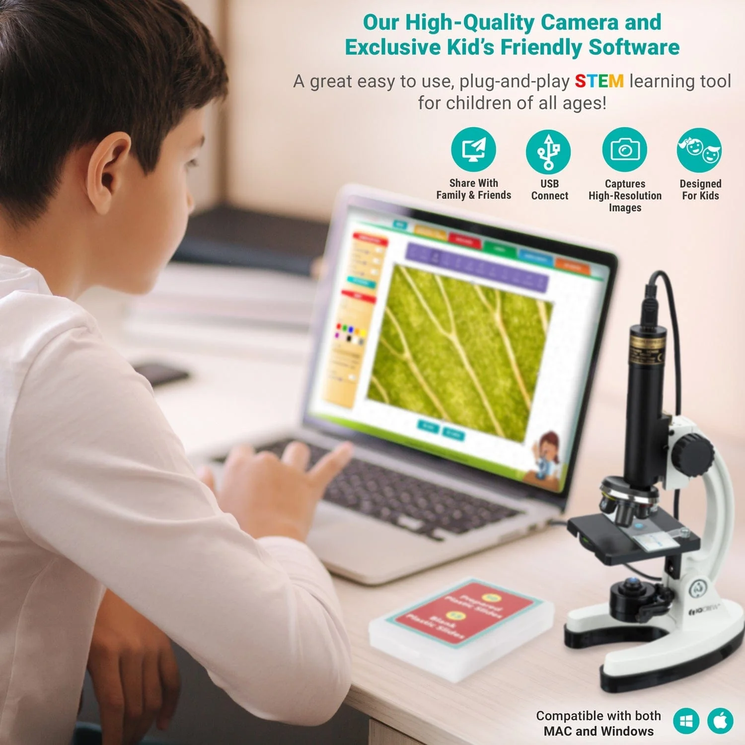Amscope M40-EXCL1 Monocular Compound Microscope for Kids – Up to 1200X LED Illumination STEM Education Microscopes, Student Lab Microscopes, Biological Science Microscopes - Image 6