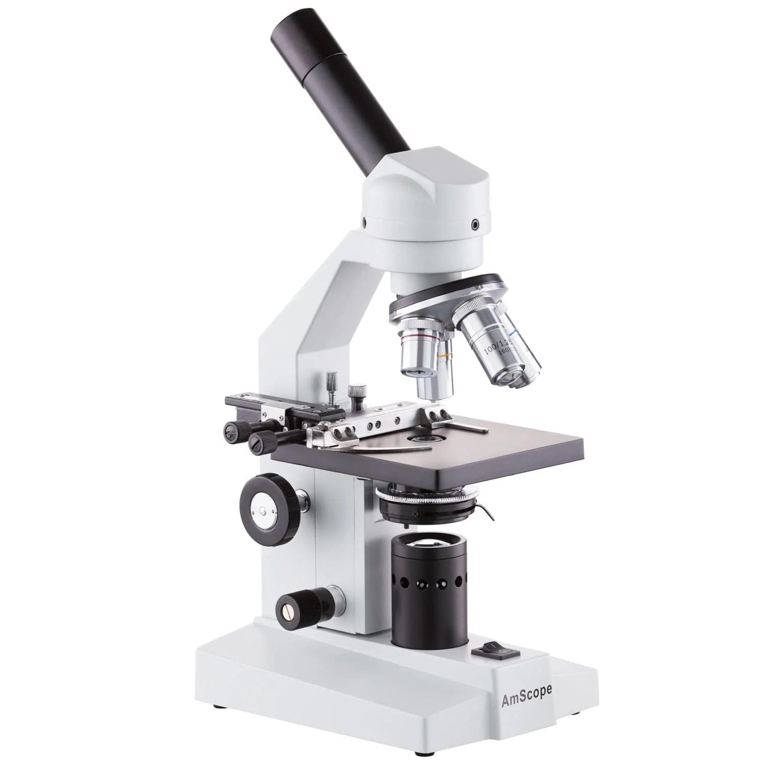 AmScope M500 Series Student Monocular Compound Microscope 40X-1600X Magnification with Mechanical Stage - Image 2