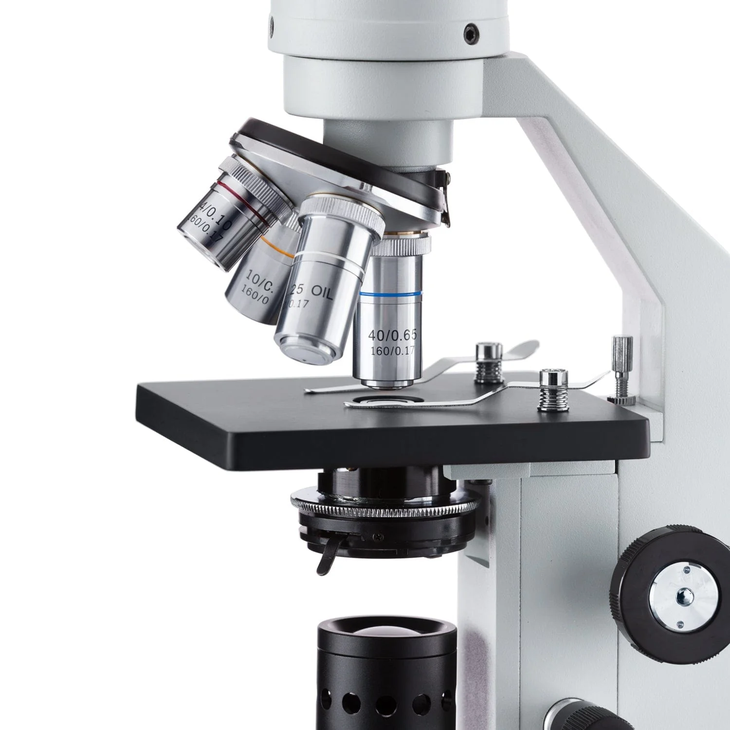 AmScope M500 Series Student Monocular Compound Microscope 40X-1600X Magnification with Mechanical Stage - Image 4