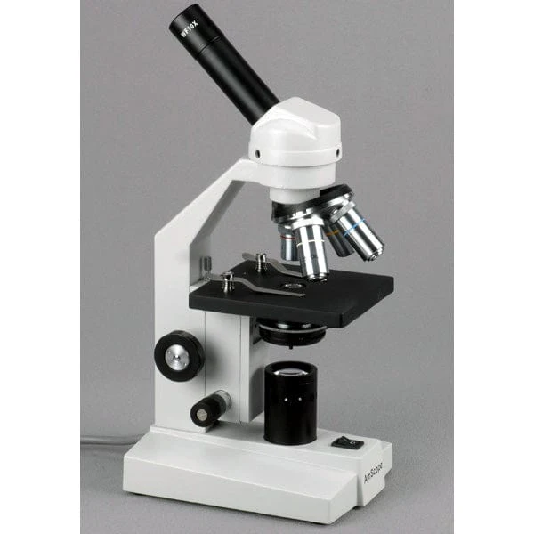 AmScope M500 Series Student Monocular Compound Microscope 40X-1600X Magnification with Digital Camera and Slides - Image 2