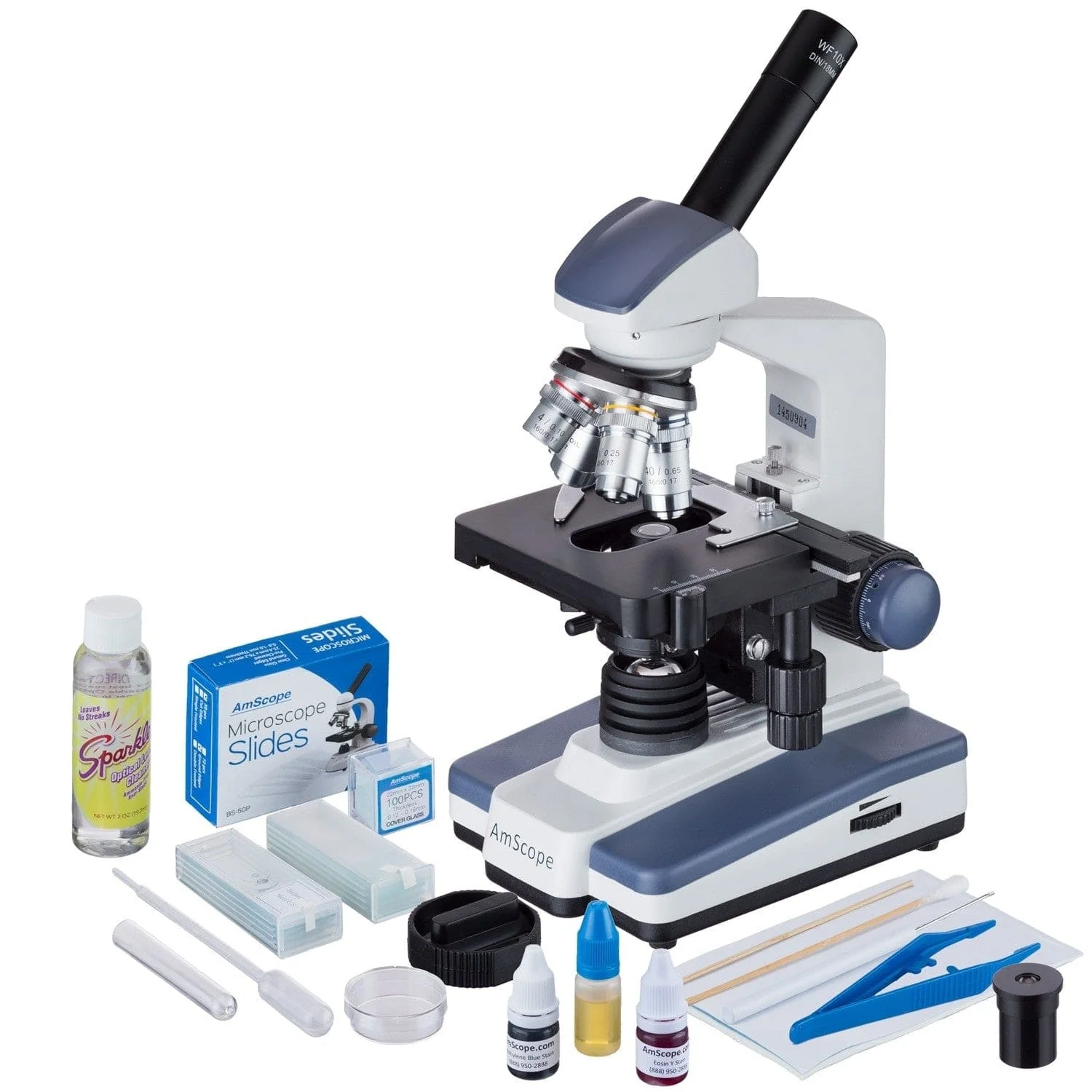AmScope M620 Series Monocular Compound Microscope 40X-1000X Magnification with LED, Slide Making Kit and 3MP Digital Eyepiece