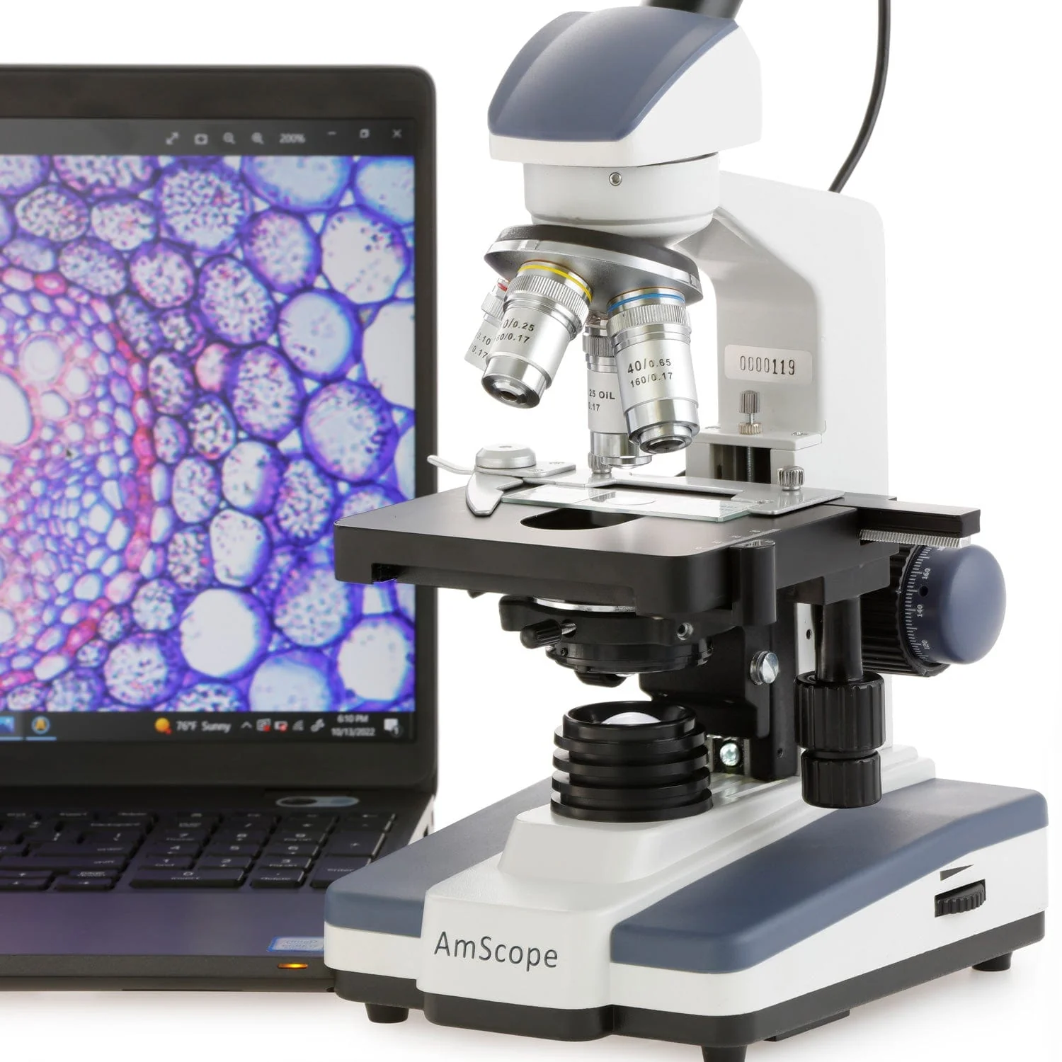 AmScope M620 Series Monocular Compound Microscope 40X-1000X Magnification with LED, Slide Making Kit and Book - Image 6