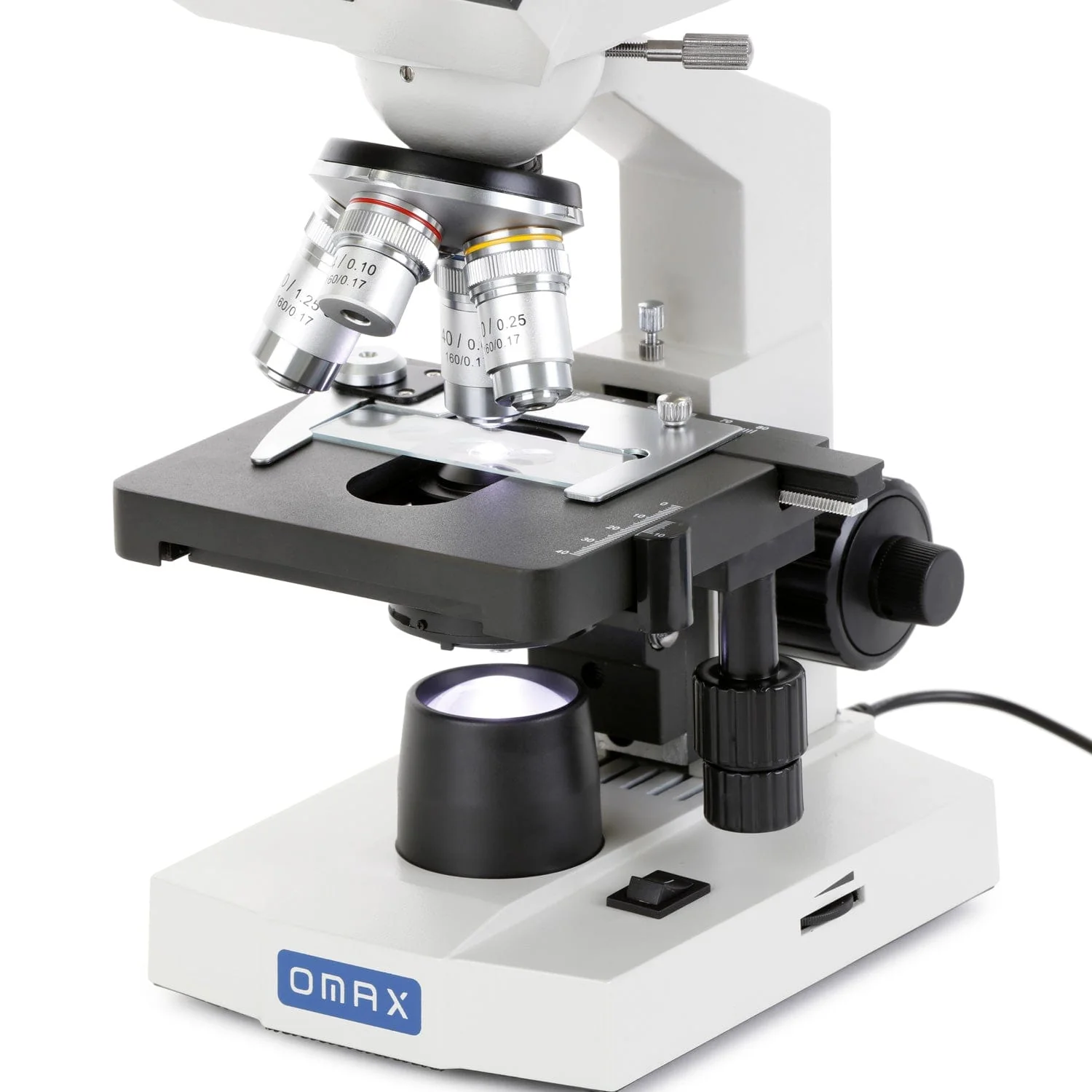 OMAX M83EZ Series Trinocular Compound Microscope 40X-2500X Magnification LED Lab with Double Layer Mechanical Stage - Image 3