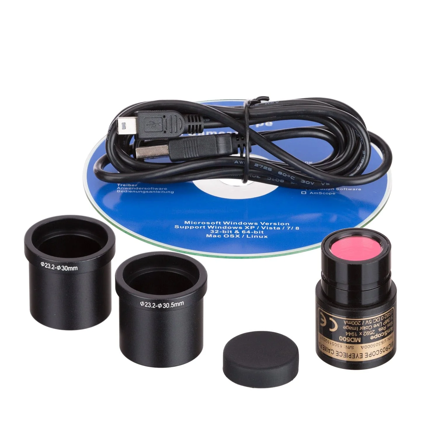 AmScope MD Series 5.0MP USB 2.0 Color CMOS Digital Eyepiece Microscope Camera with Calibration Slide