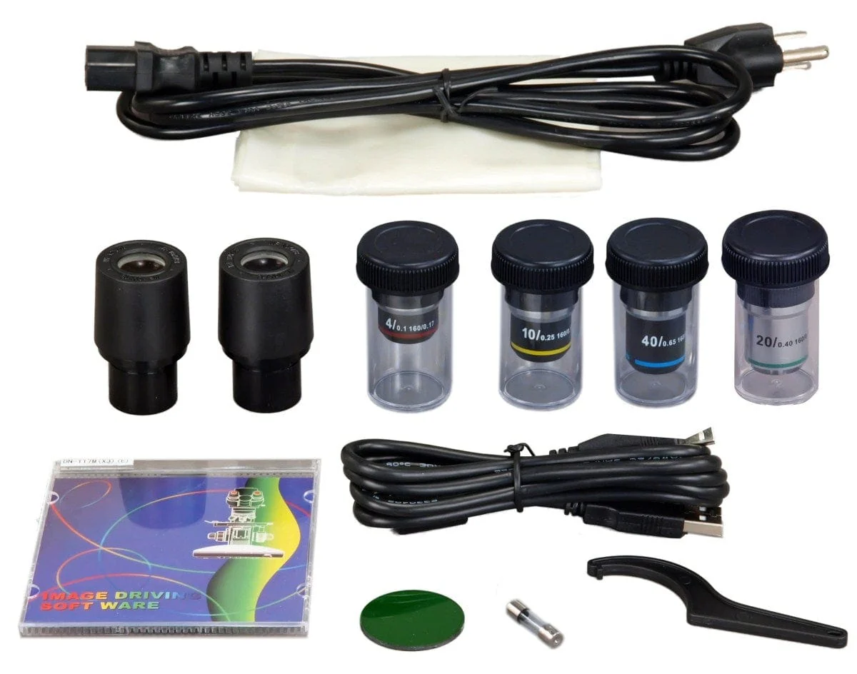 40X-2000X 3MP Digital Integrated Microscope with LED Illumination, Siedentopf Head and Reverse Turret - Image 10
