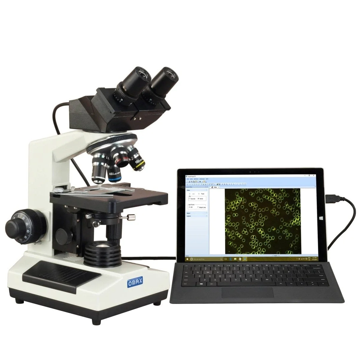 40X-2000X 3MP Digital Integrated Microscope with Halogen Illumination + Dry Darkfield Condenser, Blank Slides - Image 3