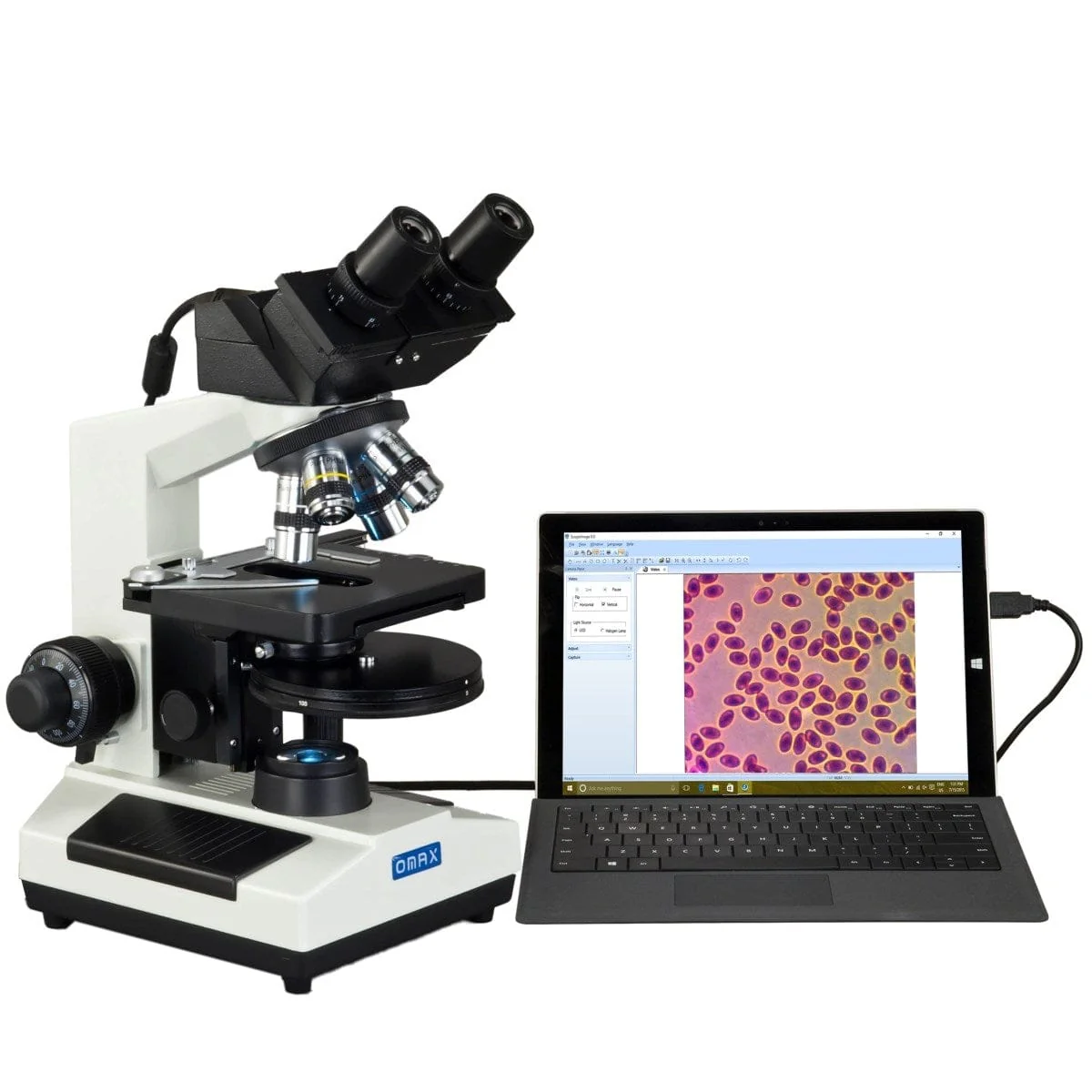 40X-2000X 3MP Digital Integrated Microscope with LED Illumination + 4-lens Plan Phase-contrast Turret Kit - Image 3