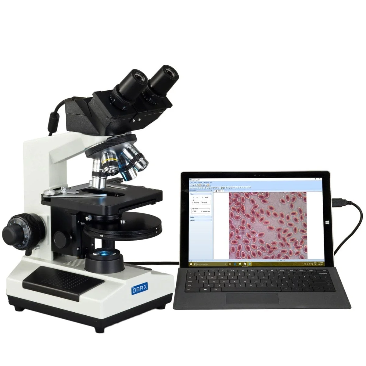 40X-2000X 3MP Digital Integrated Microscope with LED Illumination + 4-lens Phase-contrast Turret Kit - Image 3