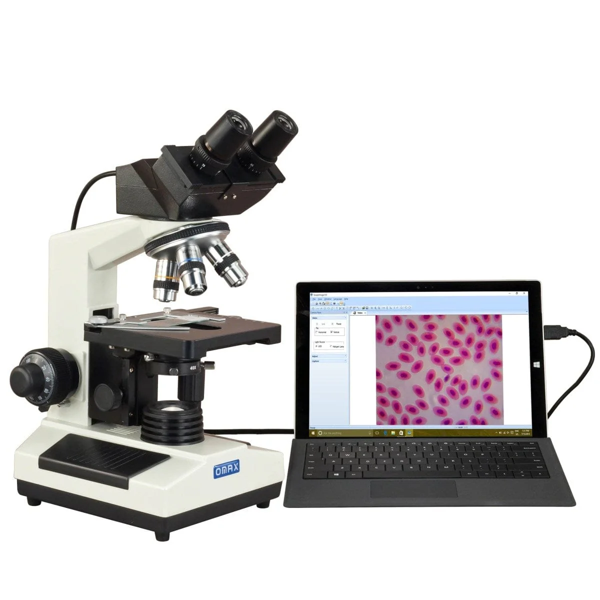 40X-2500X 3MP Digital Integrated Microscope with Halogen Illumination + 3-lens Phase-contrast Kit - Image 3