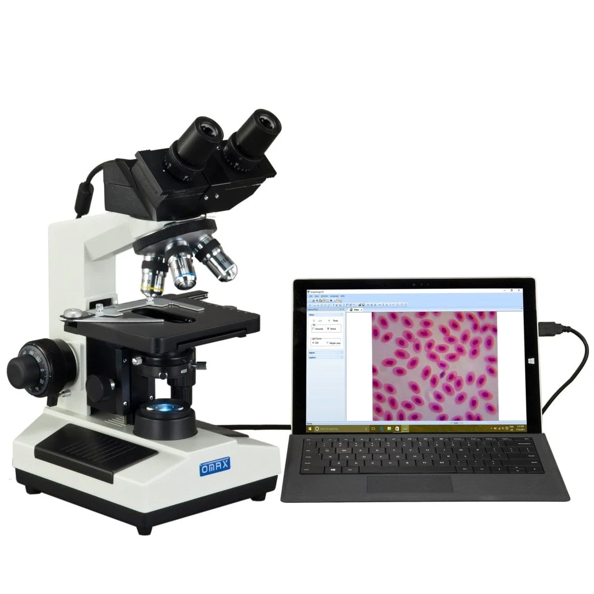 40X-2500X 3MP Digital Integrated Microscope with LED Illumination + 3-lens Phase-contrast Kit - Image 3
