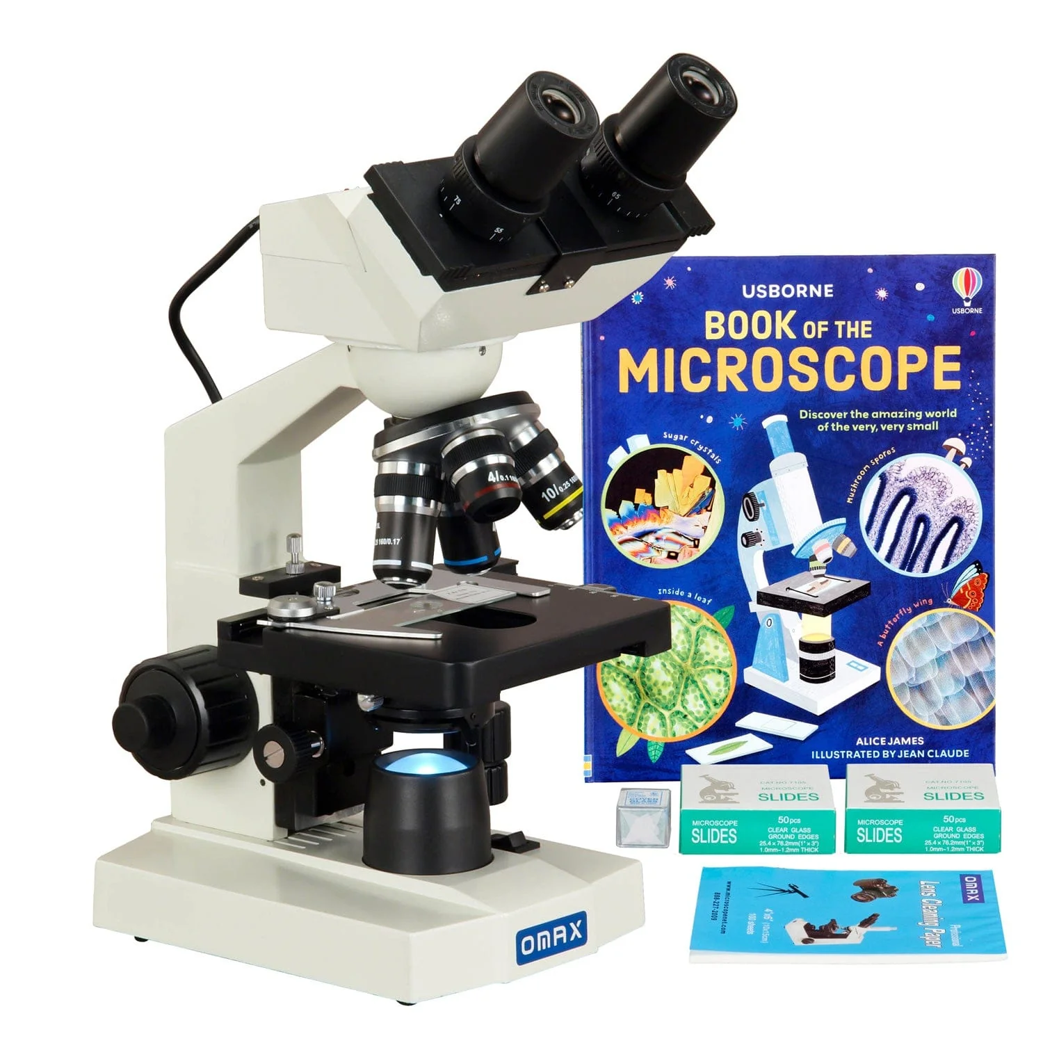 40X-2000X 1.3MP Digital Integrated Microscope with LED Illumination + Book, Blank Slides, Tissues