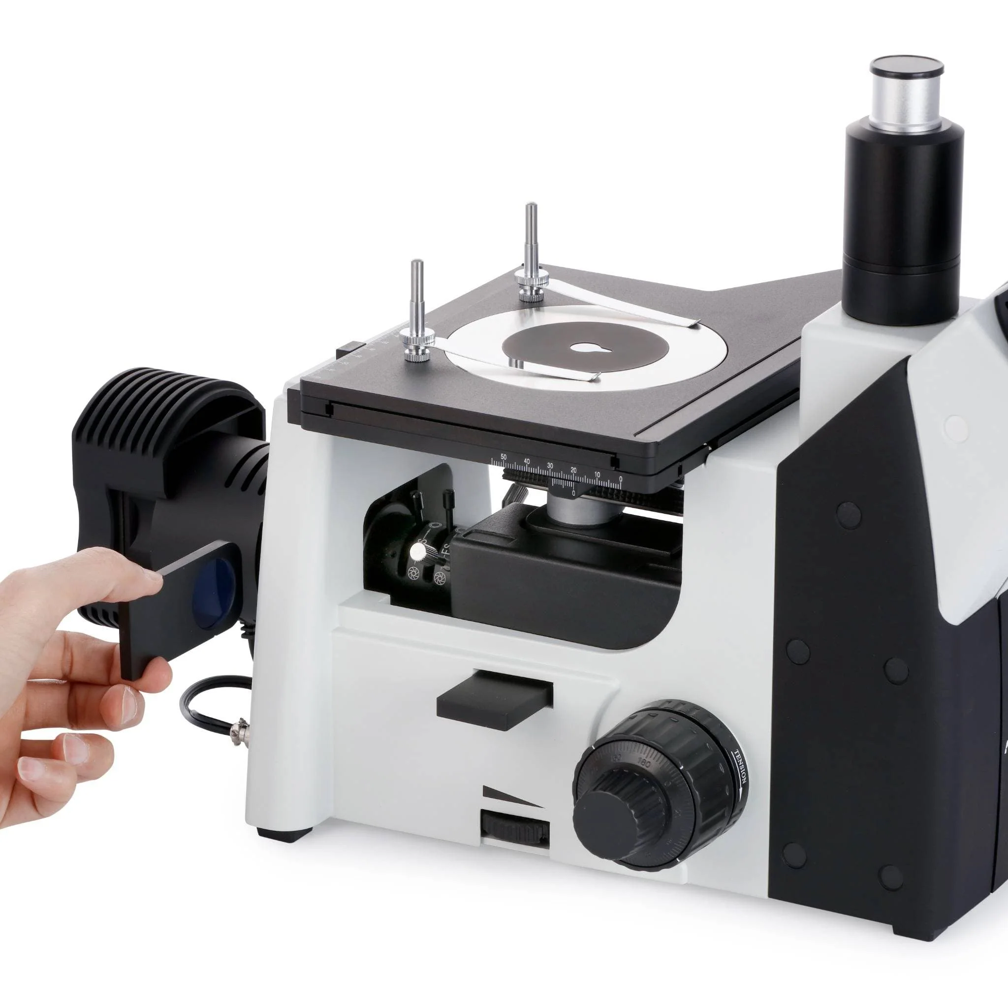AmScope ME1200 Series Inverted Plan Optics Metallurgical Trinocular Compound Microscope with Optional Digital Camera - Image 7
