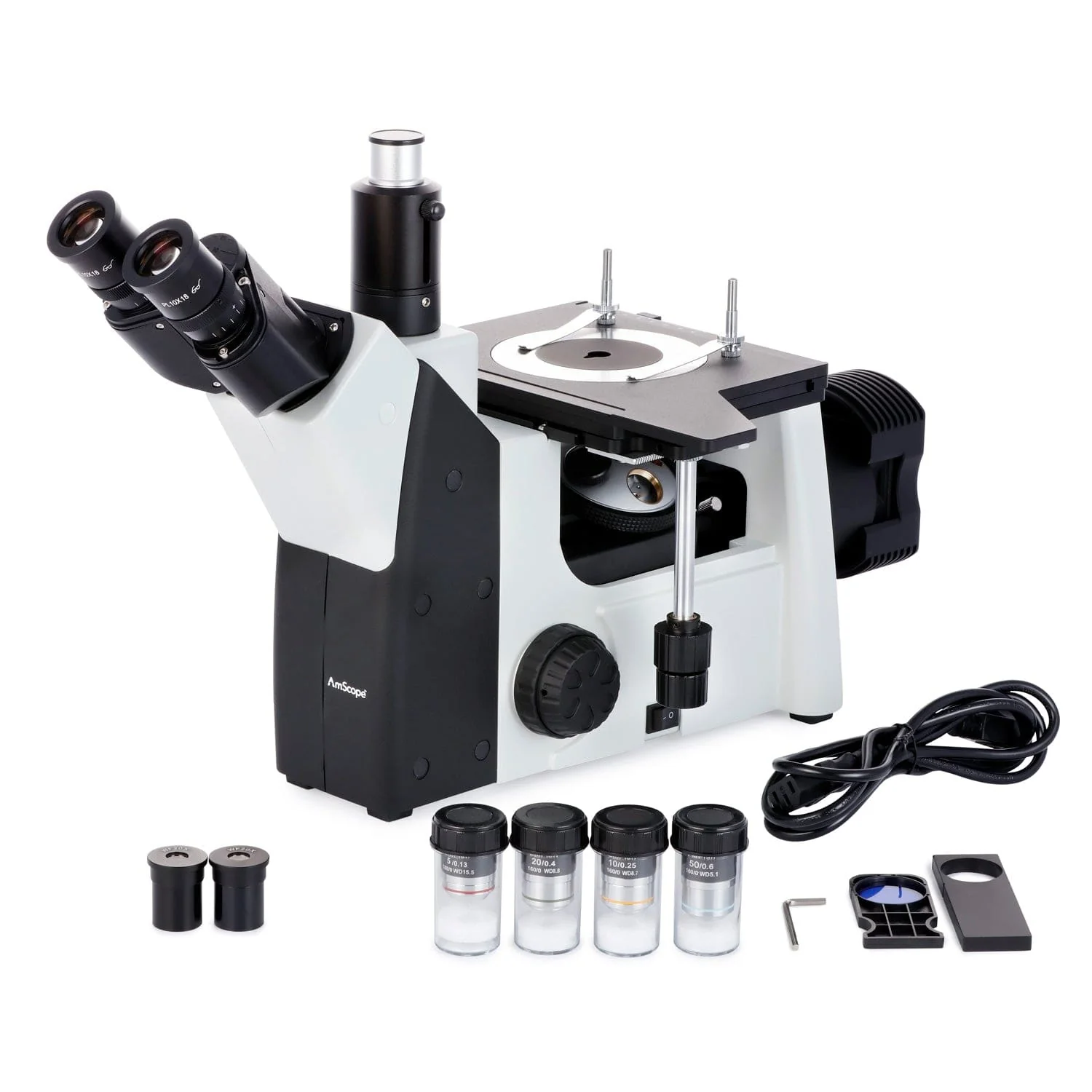 AmScope ME1200 Series Inverted Metallurgical Trinocular Compound Microscope 50X-1000X Magnification with 5MP USB Camera - Image 8