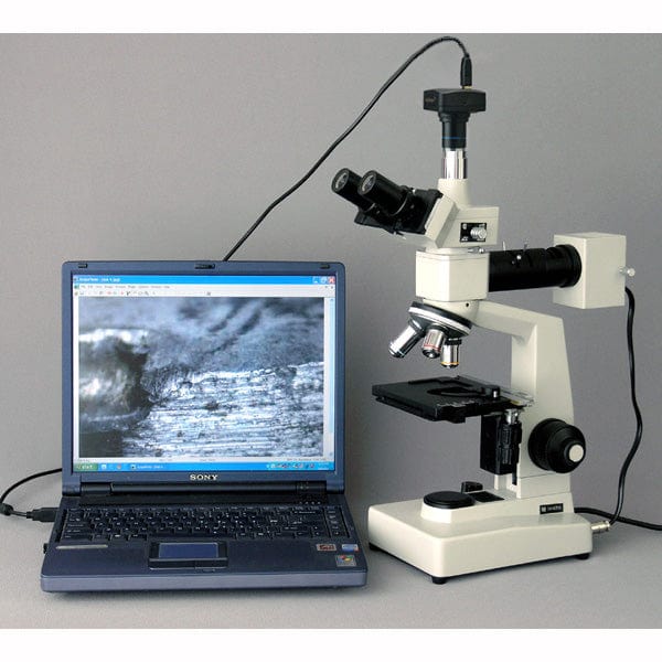 AmScope ME300 Series Metallurgical Trinocular Compound Microscope 40X-640X Magnification with - Image 6