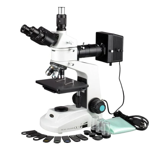 AmScope ME320 Series Metallurgical Trinocular Compound Microscope 50X-800X Magnification with Polarizing Features
