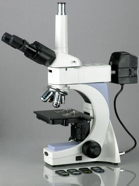 AmScope ME400 Series Infinity-corrected Metallurgical Trinocular Compound Microscope 40X-800X Magnification with 5MP Digital Camera - Image 3
