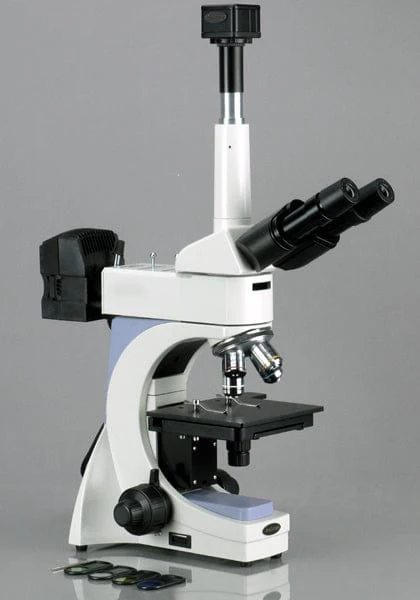 AmScope ME400 Series Infinity-corrected Metallurgical Trinocular Compound Microscope 40X-800X Magnification with 1.3MP Digital Camera - Image 5