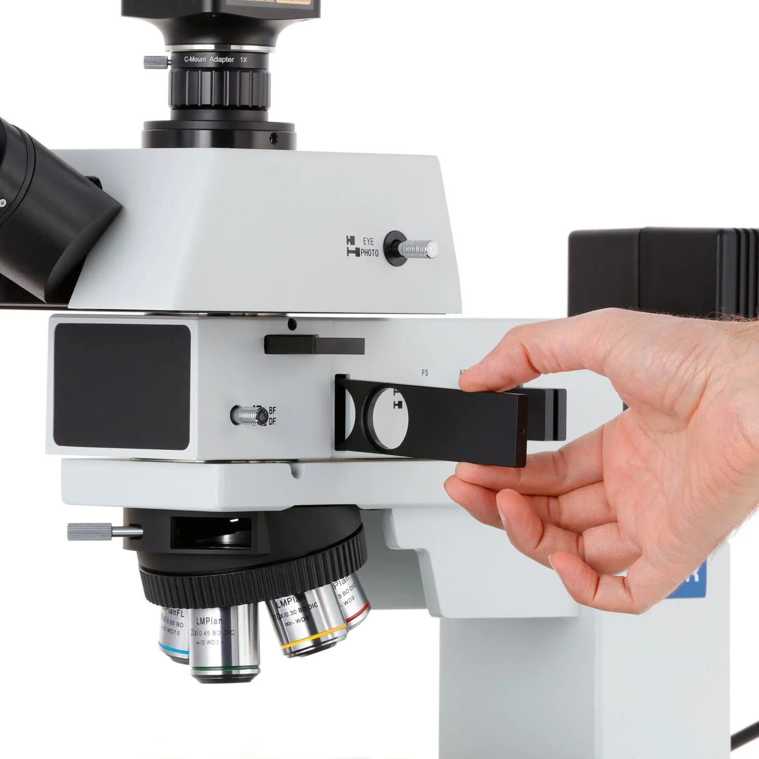 AmScope ME600 Series Large-format Metallurgical Trinocular Compound Microscope 50X-2500X Magnification with Darkfield, Polarization and 1080p HDMI Camera with Wi-fi - Image 3