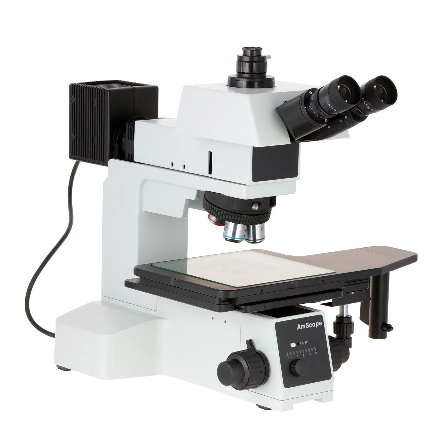 AmScope ME600 Series Large-format Metallurgical Trinocular Compound Microscope 50X-2500X Magnification with Darkfield, Polarization and 1080p HDMI Camera with Wi-fi - Image 8