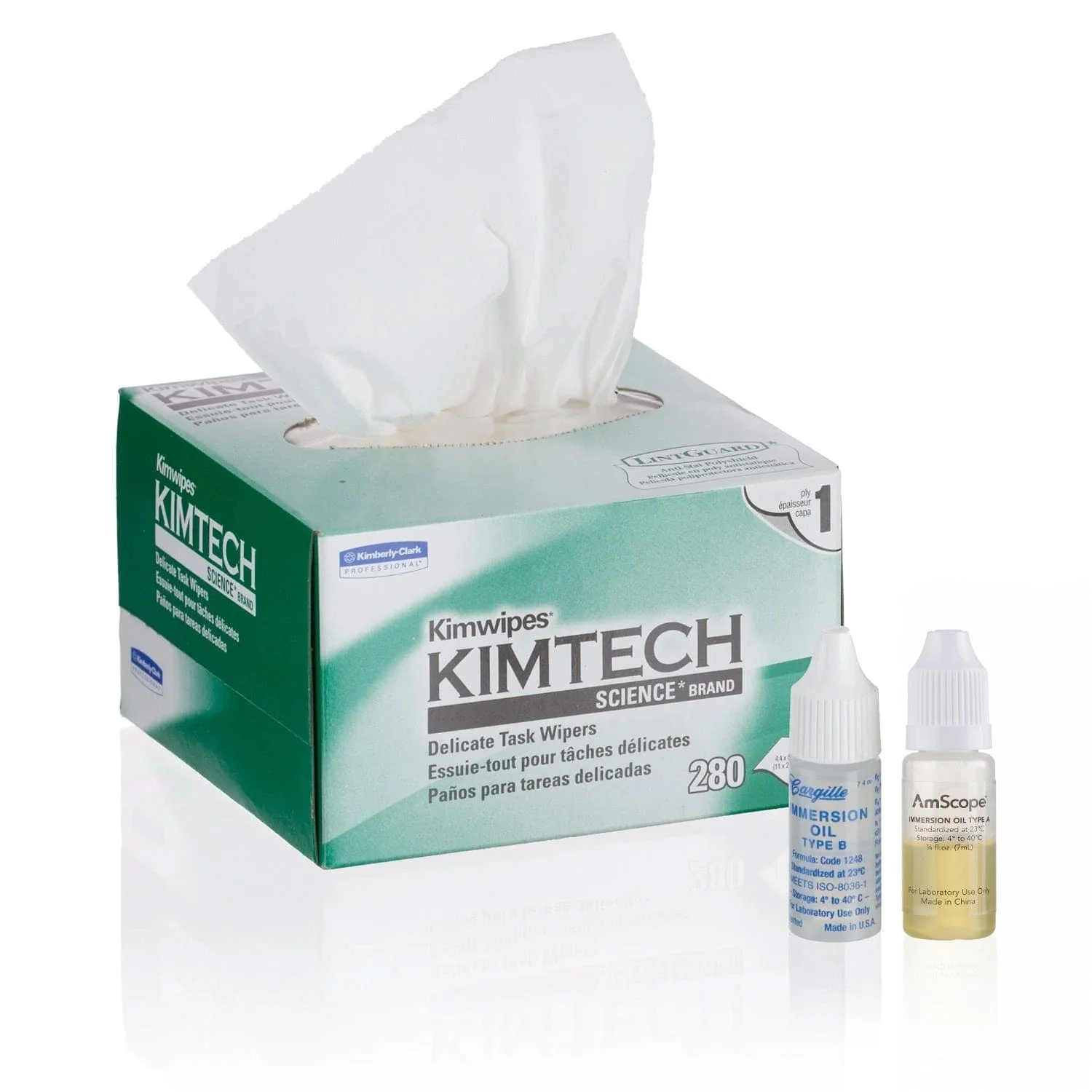 AmScope Microscope Maintenance Kit - Type A & B Immersion Oils and Kimwipes Wipers