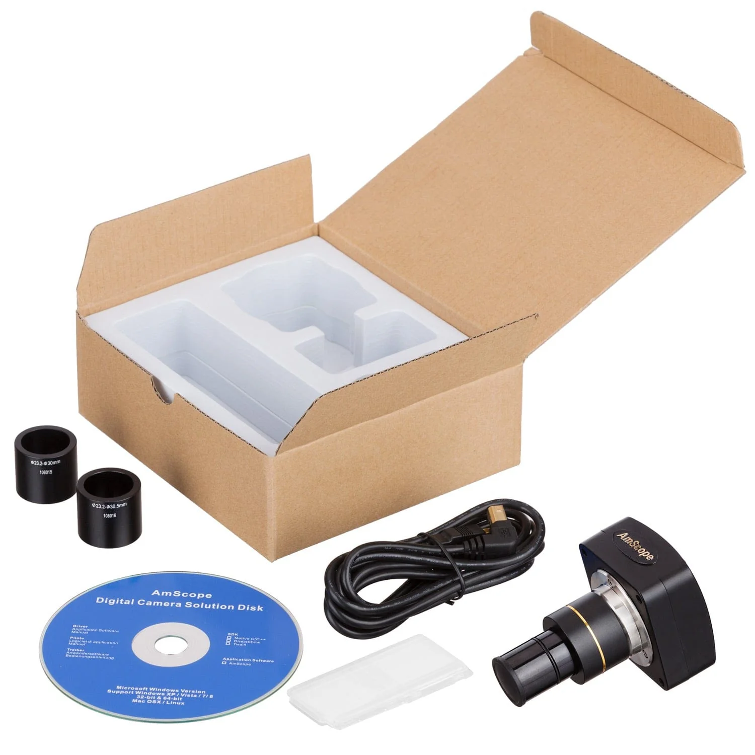 AmScope MU Series 10.0MP USB 2.0 High-speed Color CMOS C-Mount Microscope Camera with Reduction Lens and Calibration Slide - Image 4