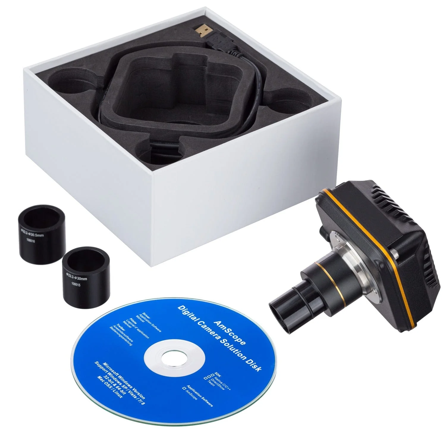 AmScope MU Series 5.0MP USB 3.0 High-performance Color CMOS C-Mount Microscope Camera with Reduction Lens - Image 2