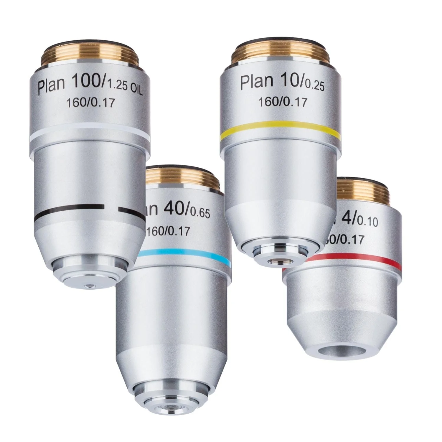 AmScope Plan Objective Lens Set 4X 10X 40X 100X