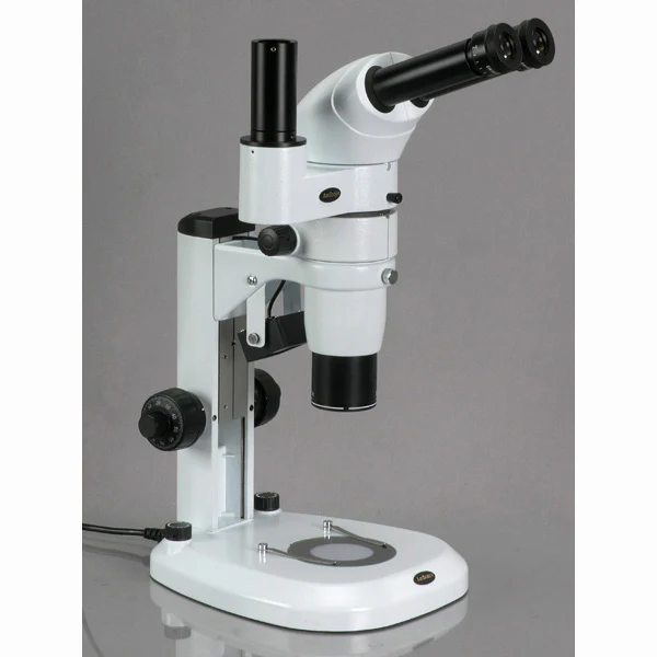 AmScope PM220 Series Zoom Trinocular Stereo Microscope 8X-50X Magnification on Track Stand with Common Main Objective(CMO) - Image 2