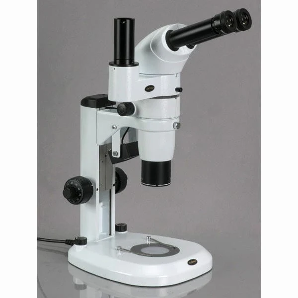 AmScope PM220 Series Zoom Trinocular Stereo Microscope 8X-65X Magnification on Track Stand with Common Main Objective(CMO) - Image 2