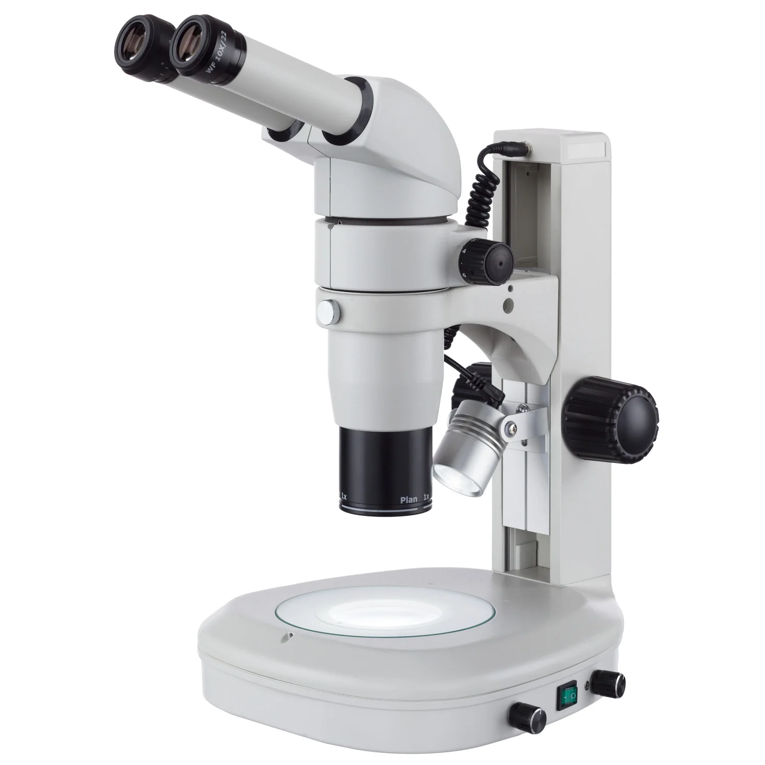 AmScope PM230 Series Zoom Binocular Stereo Microscope 8X-80X Magnification on Track Stand with Common Main Objective(CMO) and Dual Illumination