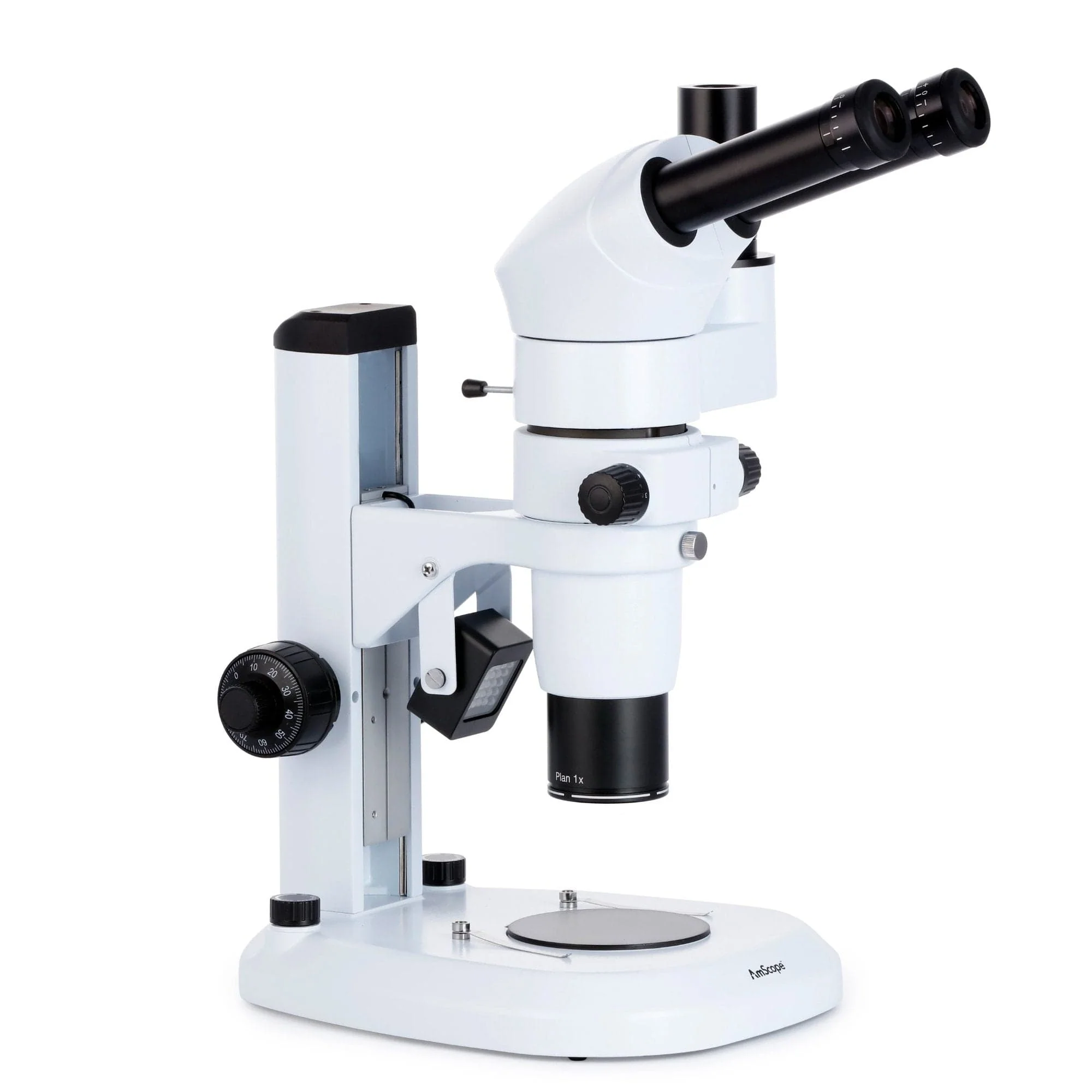 AmScope PM240 Series Zoom Trinocular Stereo Microscope 8X-80X Magnification on Track Stand with Common Main Objective(CMO) - Image 2
